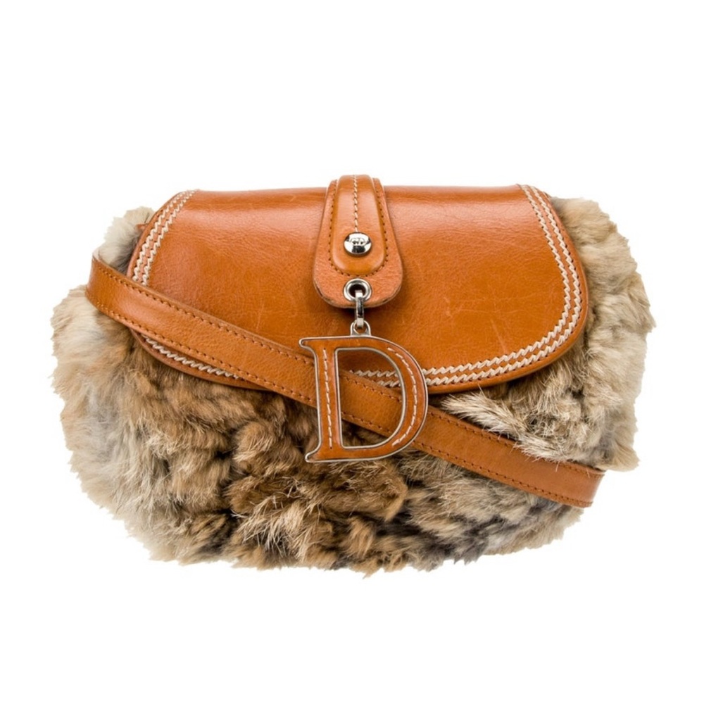 Dior Tan and Brown Fur Crossbody Bag